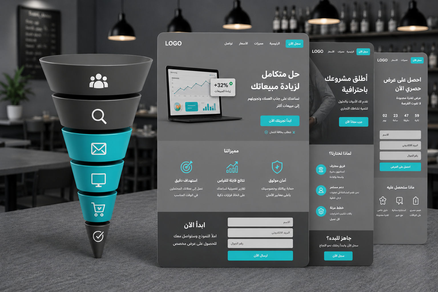 قمعات المبيعات وصفحات الهبوط
