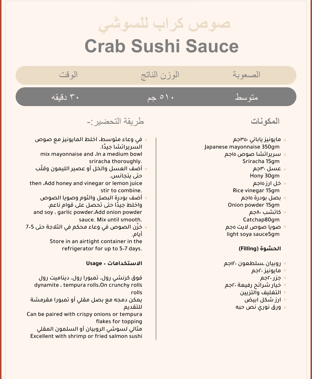 كتيب الوصفات المنتجات