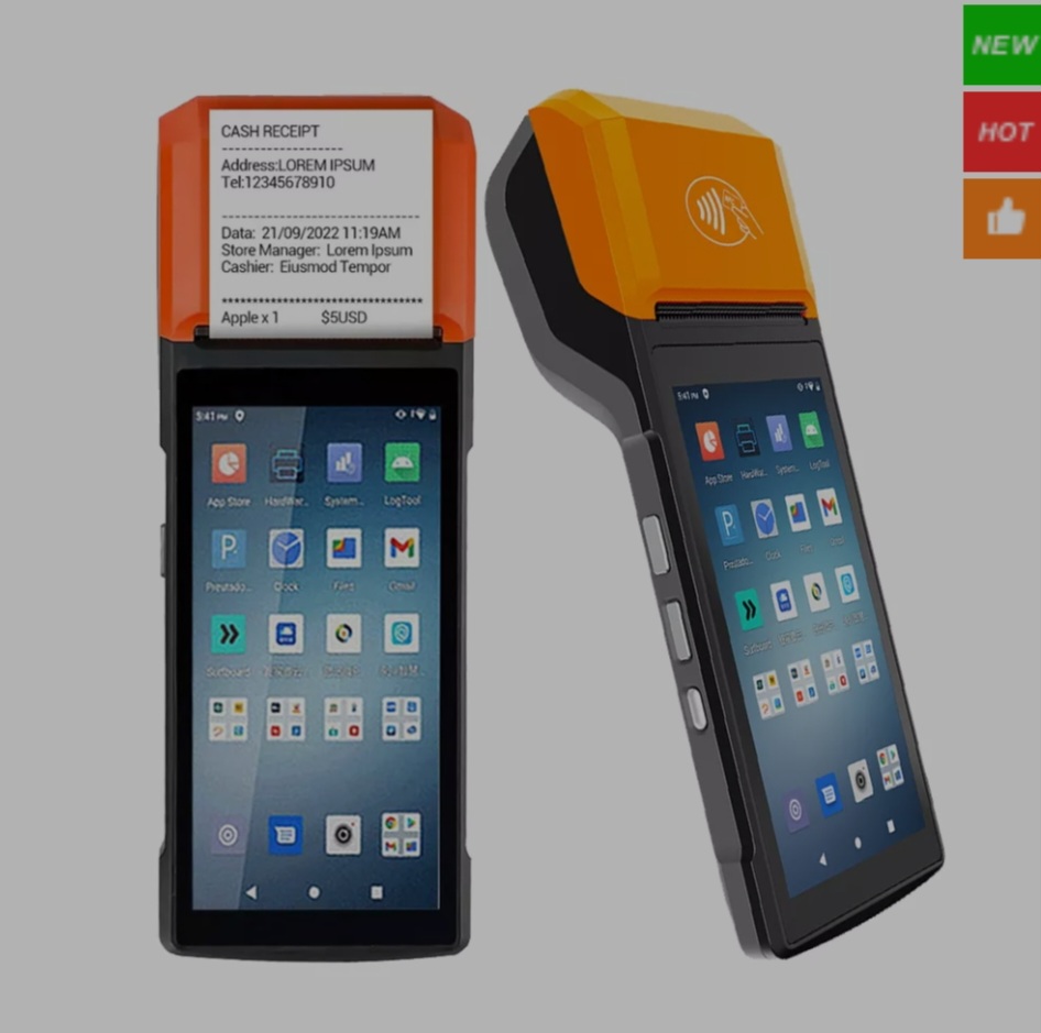         HCCTG NFC GPS 4G Android 14 Smart Mobile Terminal مع طابعة 58 مم R330 Plus 