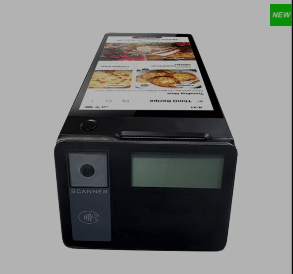 Android 14 شاشة مزدوجة 8 + 2.66 بوصة NFC محطة نقاط البيع المحمولة مع طابعة تذاكر 58 مم قارئ بطاقات بدون تلامس الدفع Z150 